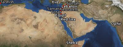 Satellite image of the places in 1 Kings