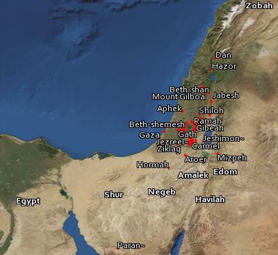 Satellite image of the places in 1 Samuel