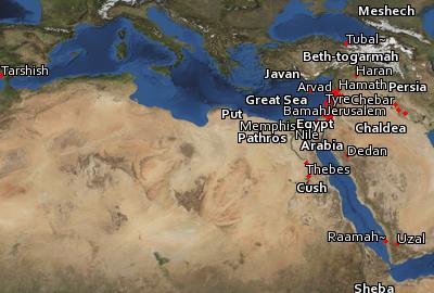 Satellite image of the places in Ezekiel