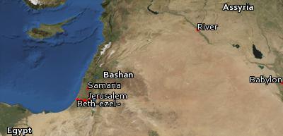 Satellite image of the places in Micah