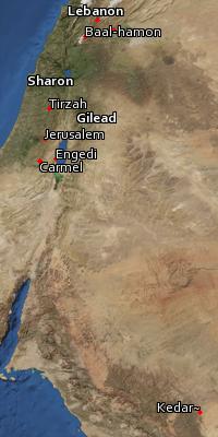 Satellite image of the places in Song of Solomon