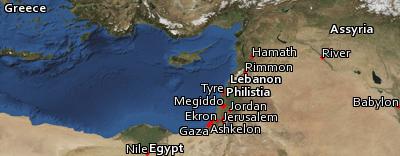 Satellite image of the places in Zechariah